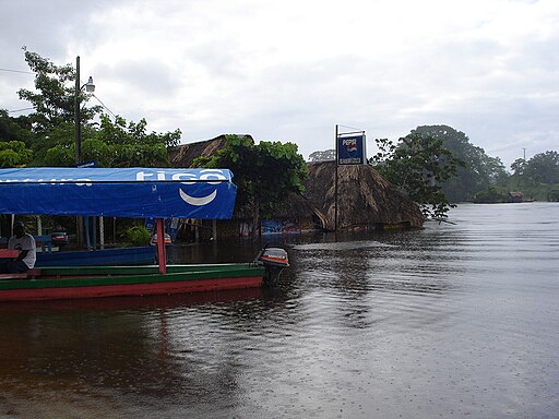 Flooding in Rio la Pasion at Sayaxche, Guatemala
